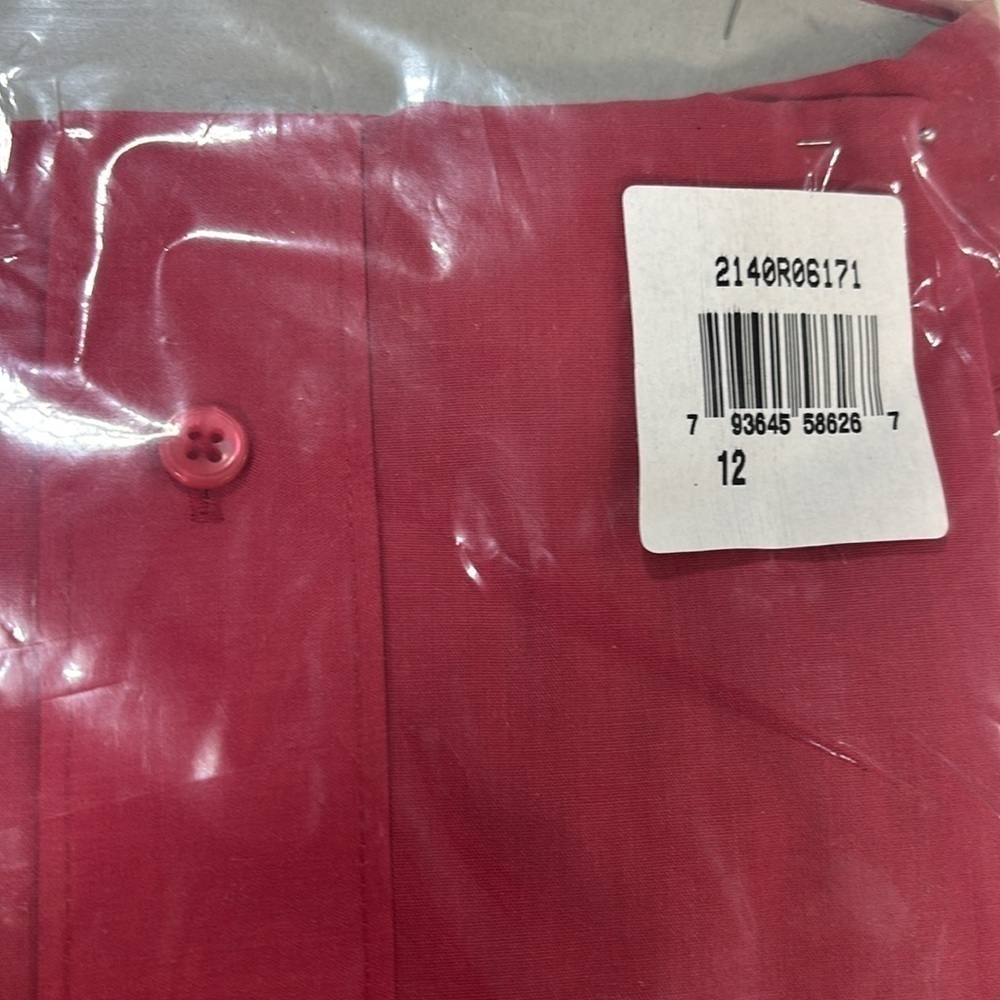 ORVIS red wrinkle free long sleeve cotton blend collard pocket shirt - Picture 5 of 7